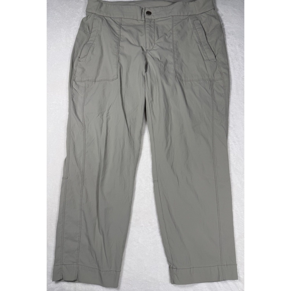 Athleta Women's Trekkie North Crop Pants Size 14 Gray Hiking Travel Pockets